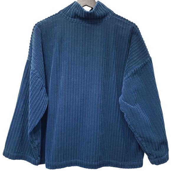 BRYN WALKER Ribbed Corduroy Jacket Blue Minimalist Lagenlook Women's Size Medium - Picture 7 of 13